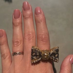 Betsey Johnson Bow Ring Leopard Print
